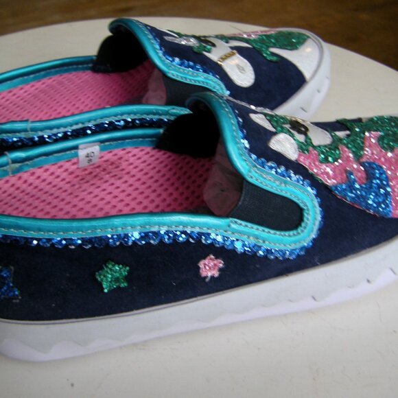 RARE - Irregular Choice Sparkly Unicorn Slip On Sneakers New in Box Size 8 - Picture 6 of 13